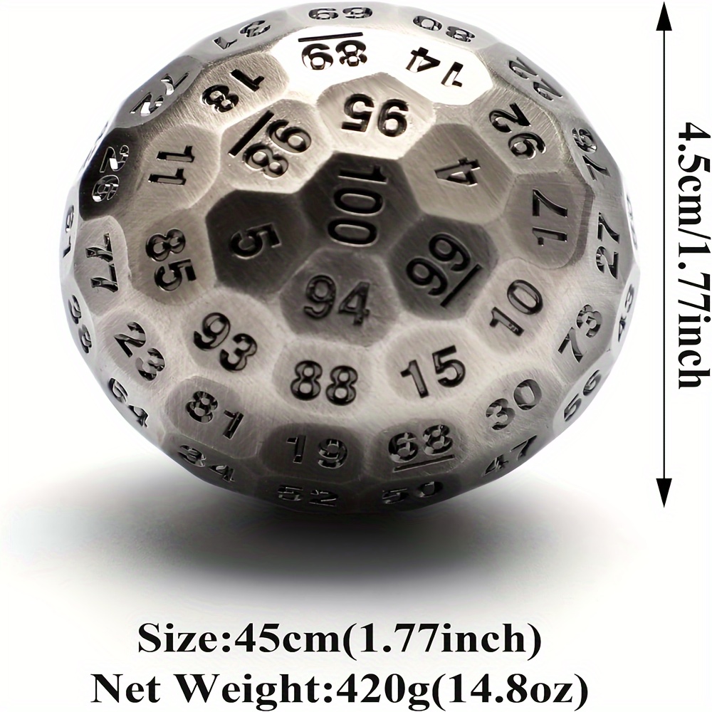 Solid D100 Metal Dice for Tabletop RPGs